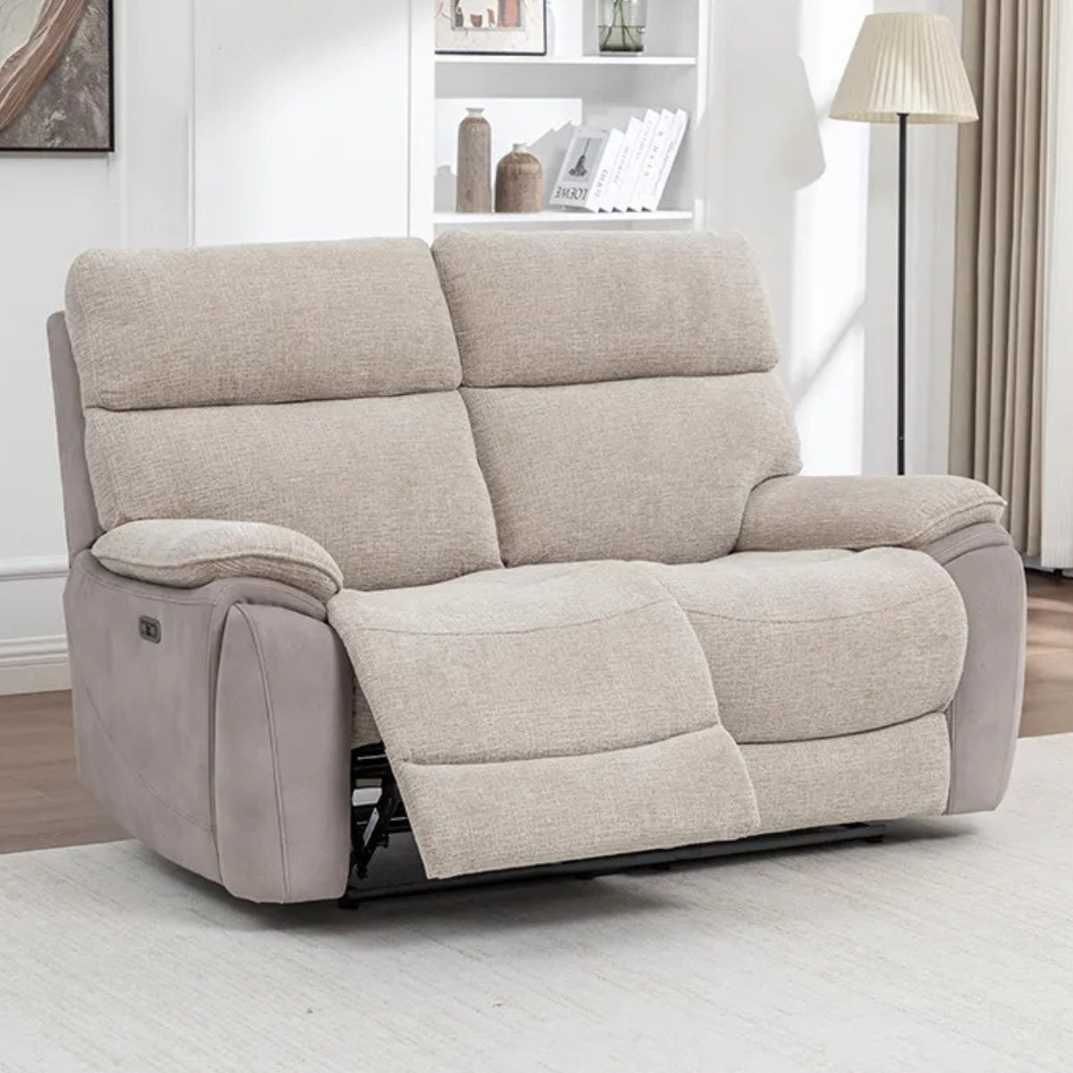 Brighton Beige Two Tone 2 Seater Electric Recliner Sofa