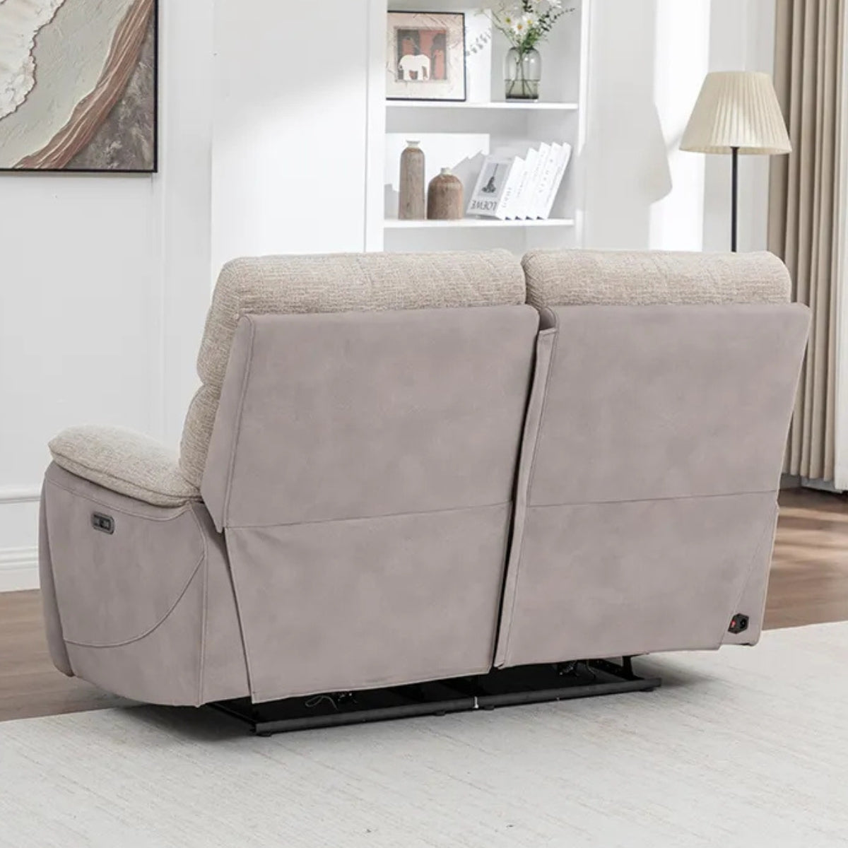 Brighton Beige Two Tone 2 Seater Electric Recliner Sofa