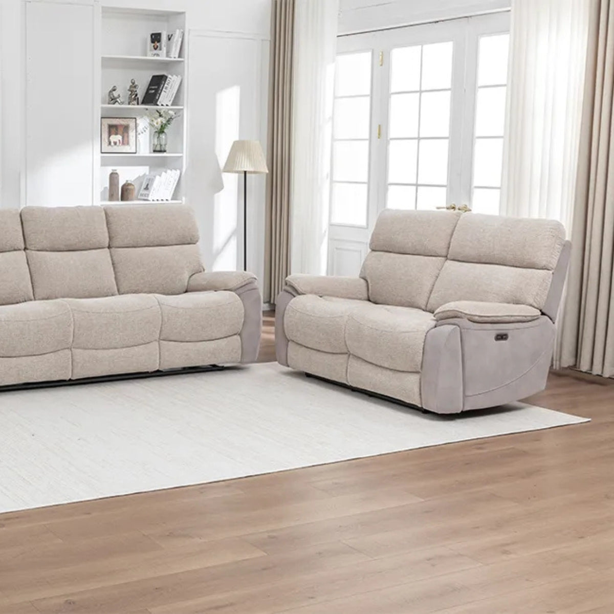 Brighton Beige Two Tone 2 Seater Electric Recliner Sofa