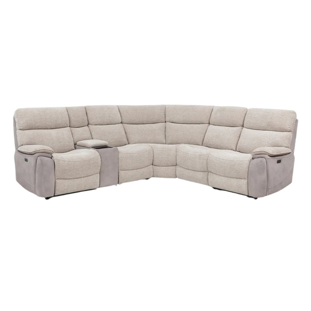 BrightonBeigeTwoTone4SeaterElectricReclinerCornerSofa-1