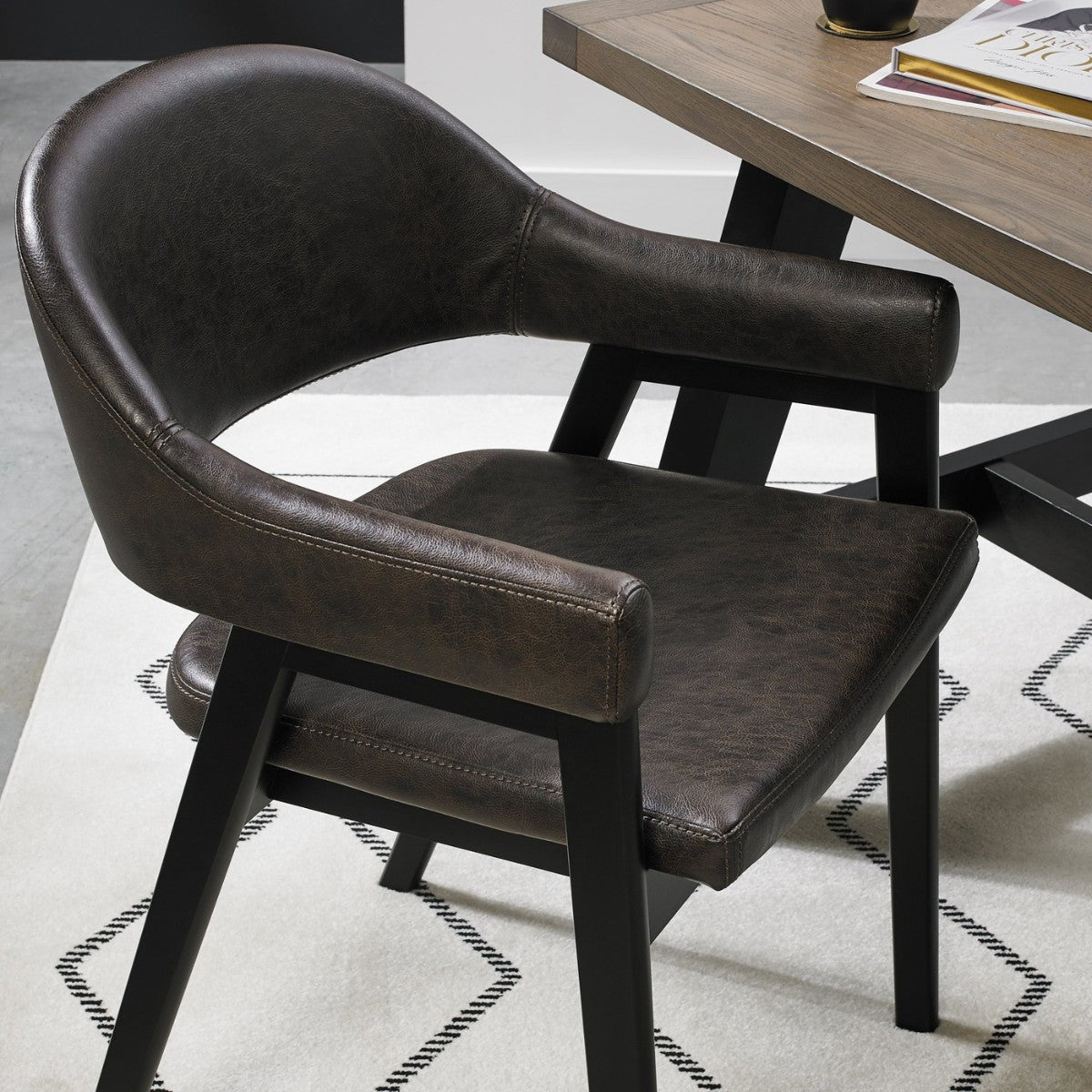 Chambery Weathered Oak Curved Back Dining Chair Brown - 4