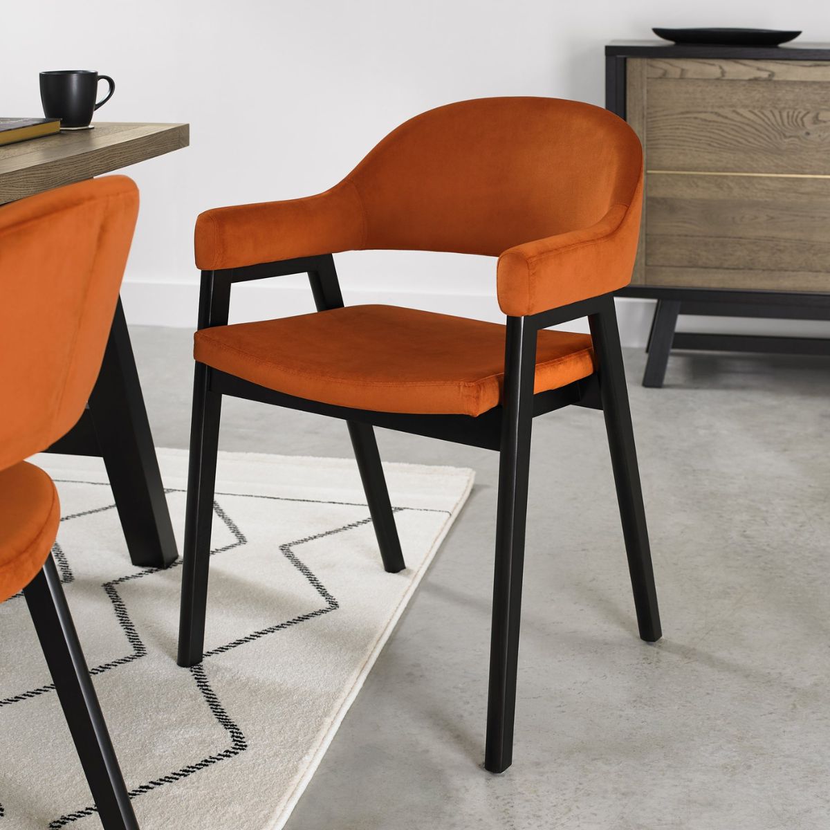 Chambery Weathered Oak Curved Back Dining Chair Orange - 4