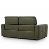 Carnegie green modular leather sofa with a high back and tufted panel details, shown from a three-quarter angle on a white background.