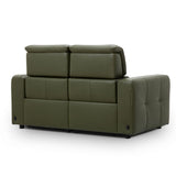 Carnegie green modular upholstered sofa with a high segmented backrest and tufted armrests, shown on a plain white background.