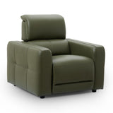 Carnegie green upholstered armchair with a high back, square arms, and tufted panel detailing on the front, shown on a plain white background.