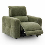 Carnegie green fabric armchair.