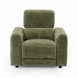 Carnegie upholstered armchair in textured green fabric, shown from the front against a plain white background.