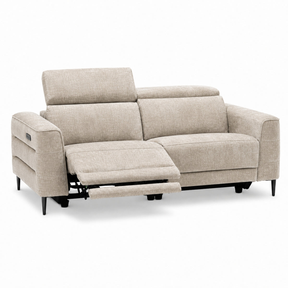 Cassara beige recliner sofa on a white background.
