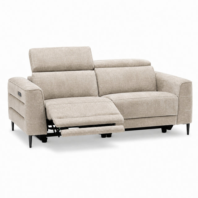Cassara beige recliner sofa on a white background.