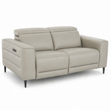 Cassara light grey leather sofa on a white background.