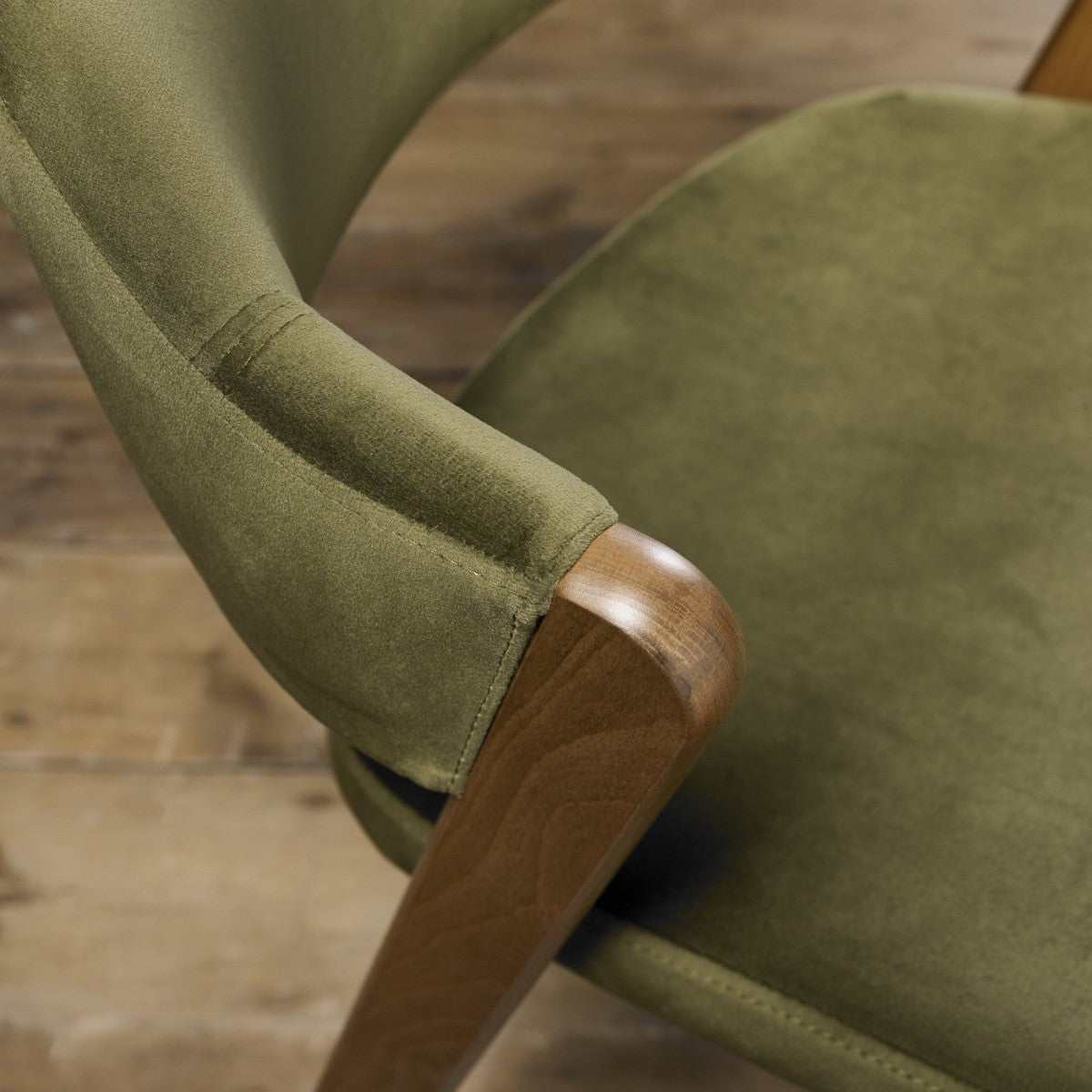 Chambery Rustic Oak Upholstered Dining Chair Green - 5