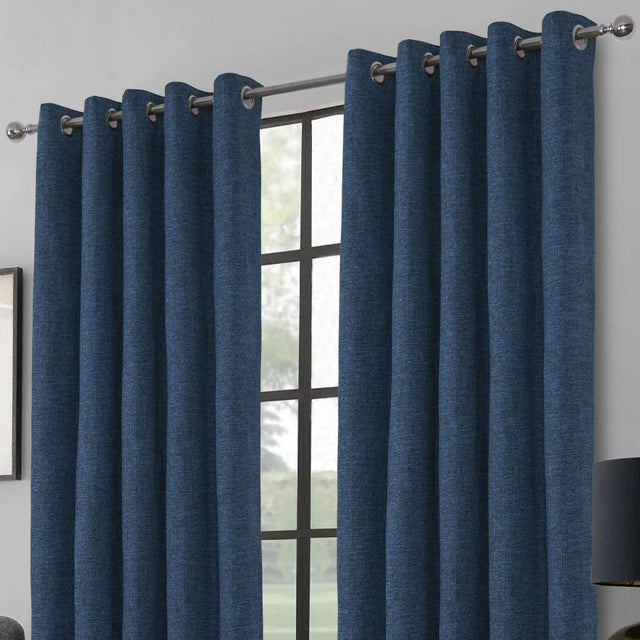 Clayton Ready-Made Eyelet Indigo Blue Blackout Curtains