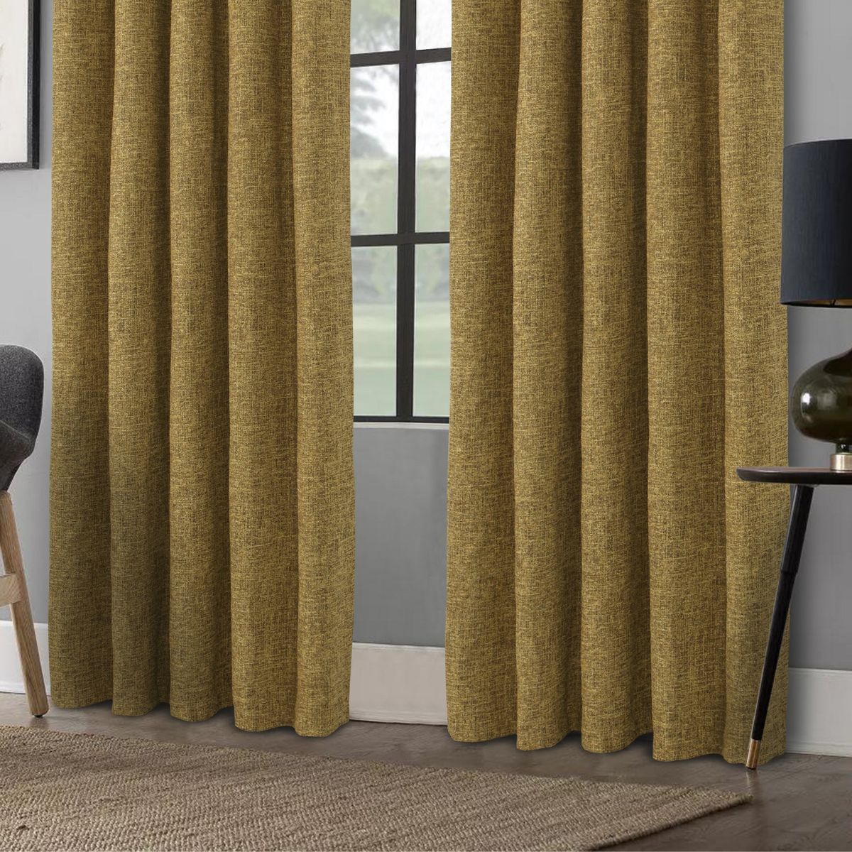 Clayton Mustard Readymade Blackout Eyelet Curtains - 2