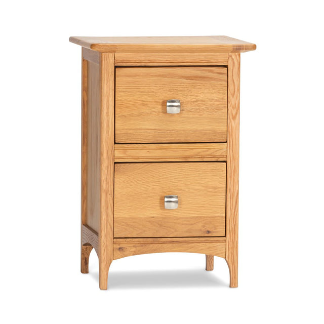 Oak 2 Drawer Bedside Table