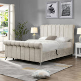 Corona Side Gas Lift Velvet Bed Beige - 2