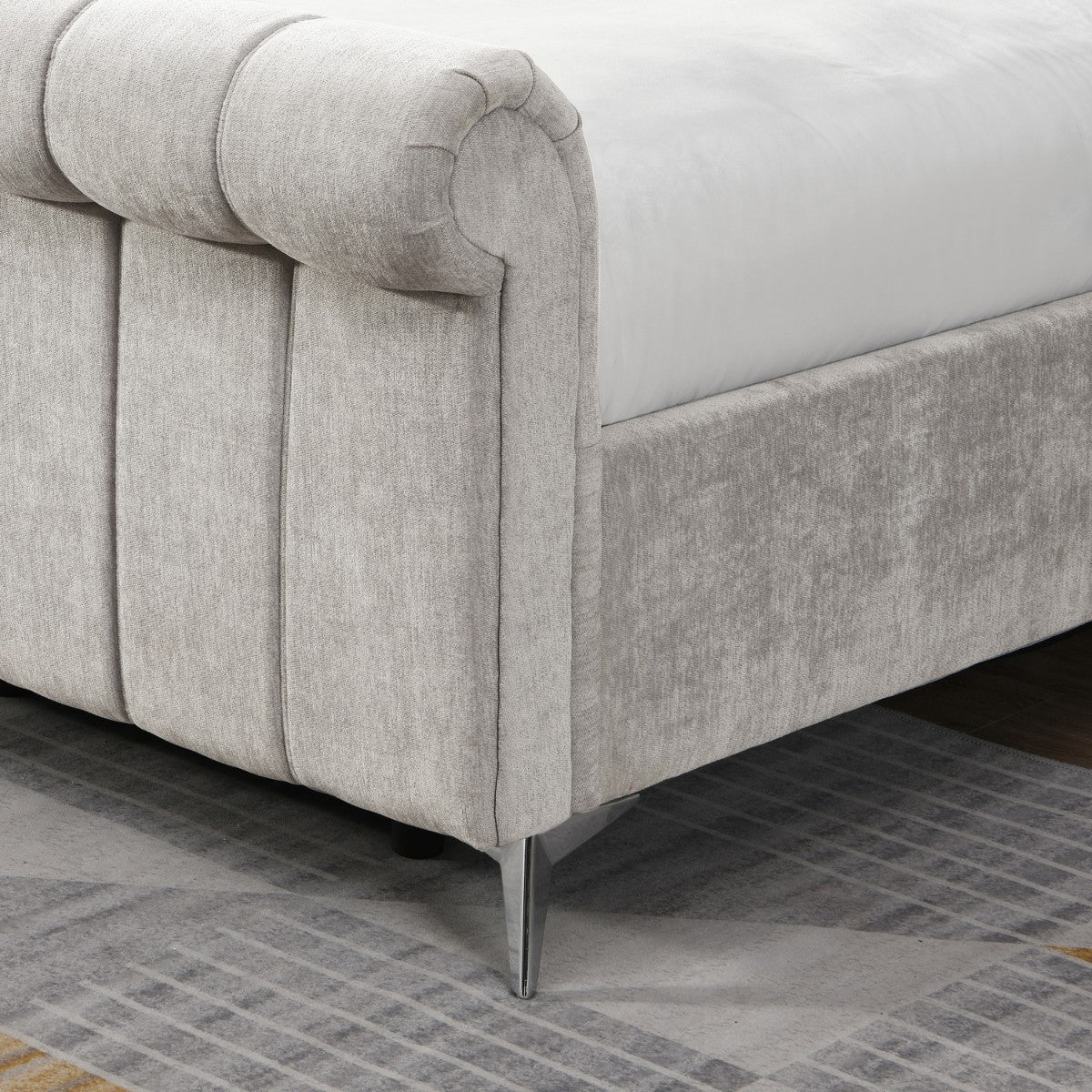 Corona Side Gas Lift Velvet Bed Beige - 6