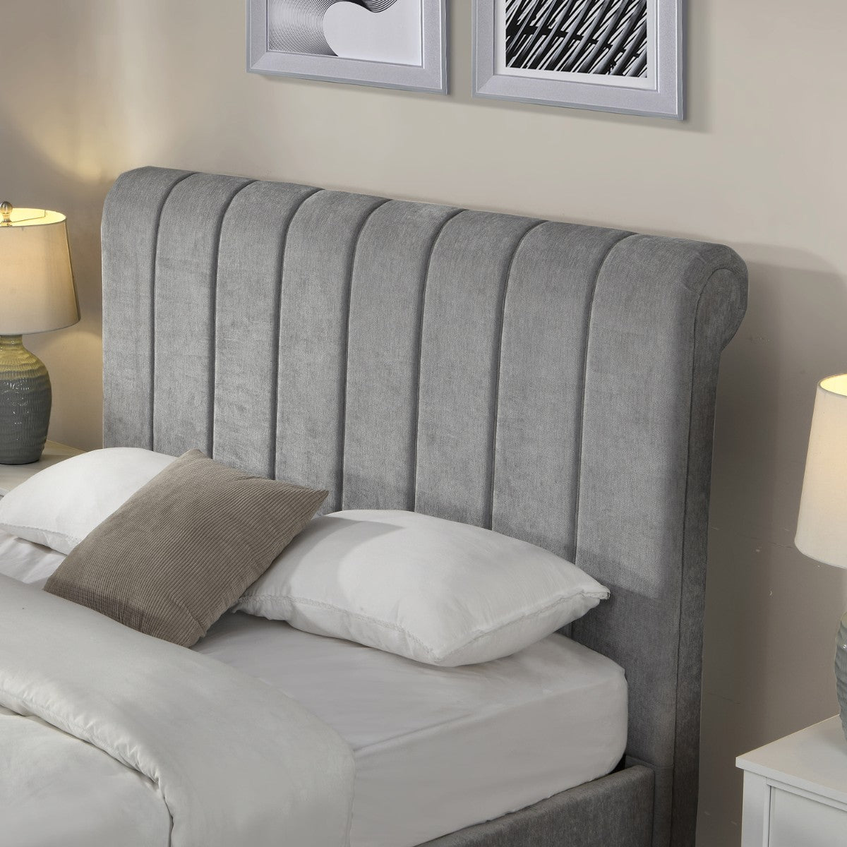 Corona Side Gas Lift Velvet Bed Grey - 5