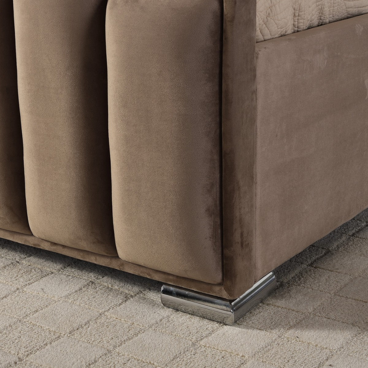 Cullen Gas Lift Velvet Bed Beige - 4