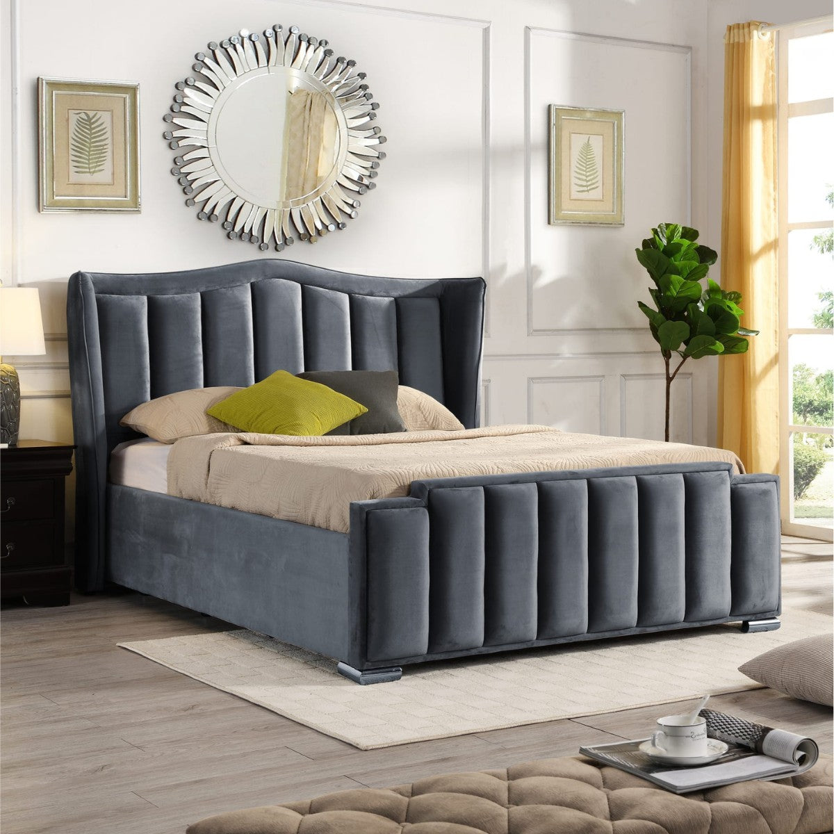 Cullen Gas Lift Velvet Bed Grey - 2