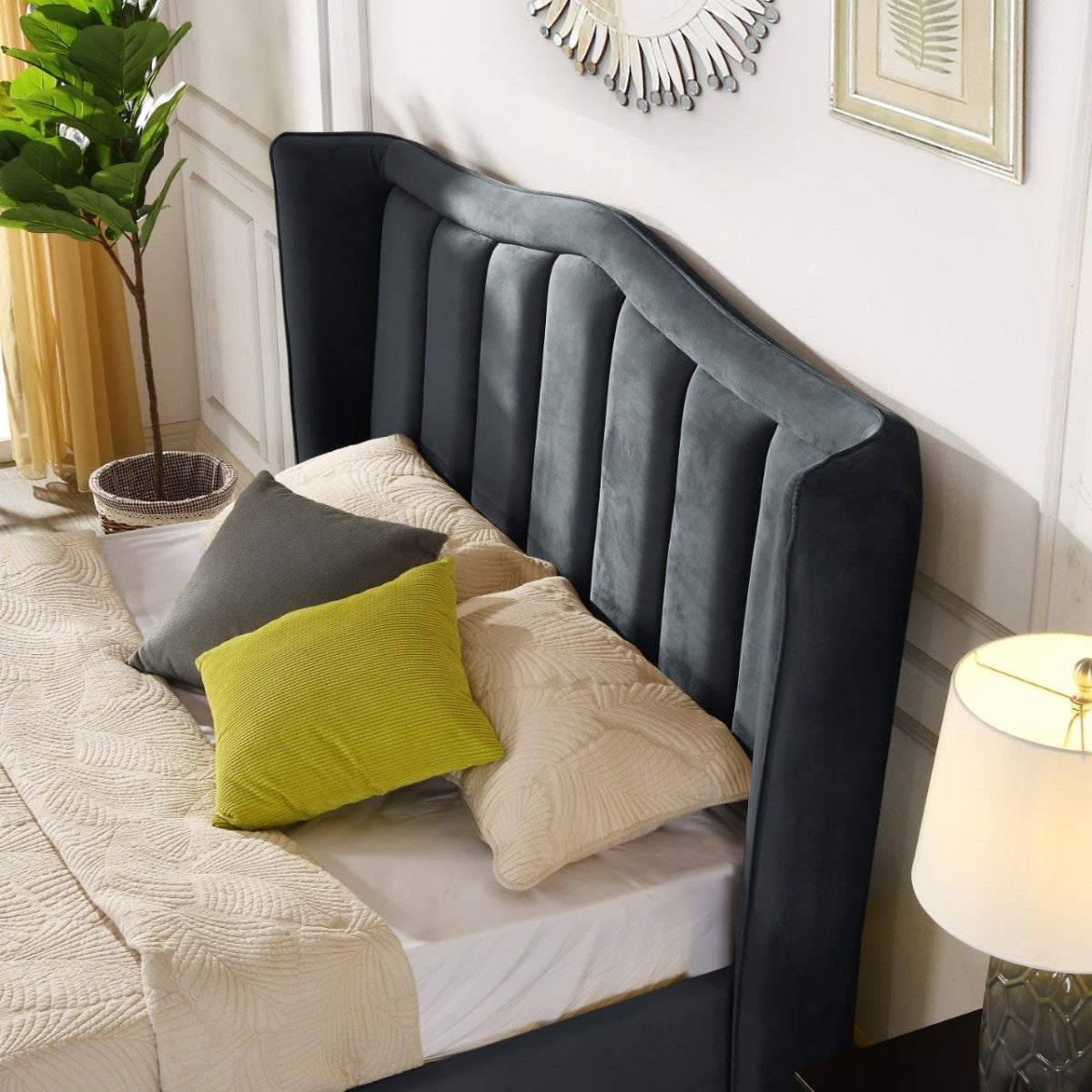 Cullen Gas Lift Velvet Bed Grey - 4