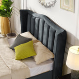 Cullen Gas Lift Velvet Bed Grey - 4