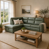 Deirdre Green Leather Corner Sofa - 10