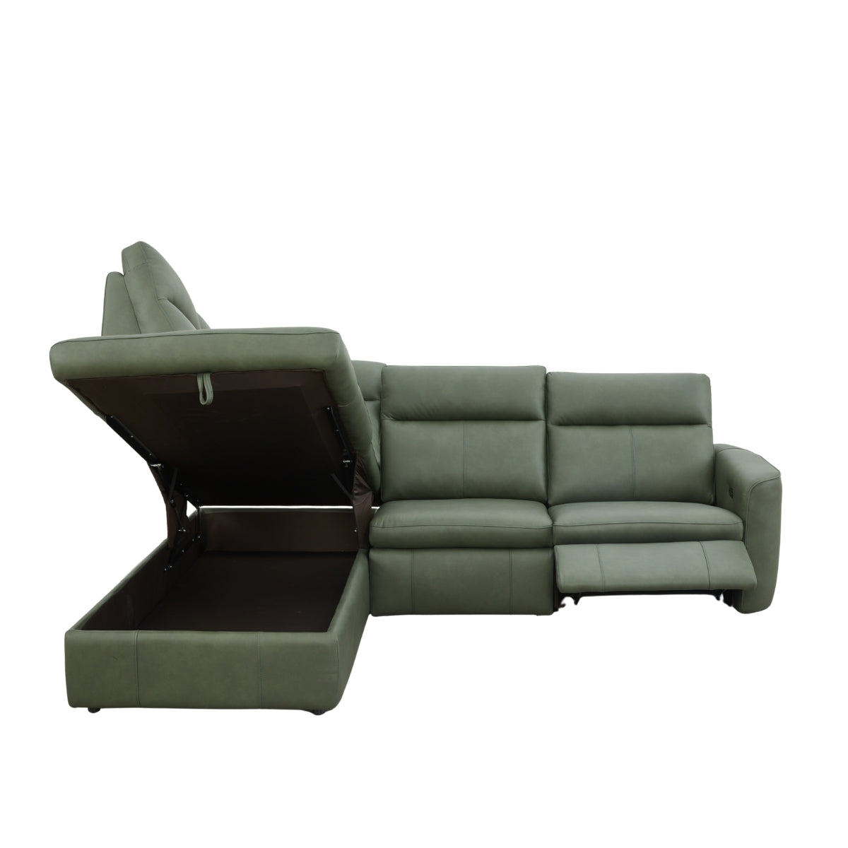 Deirdre Green Leather Corner Sofa - 2