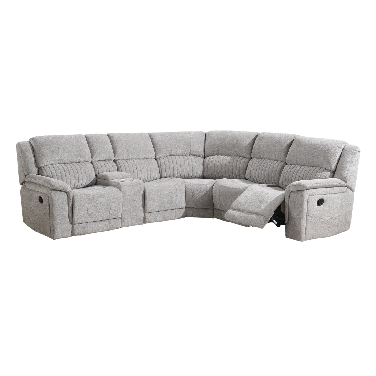 Delphine Grey Fabric 4 Seater Recliner Corner Sofa - 1