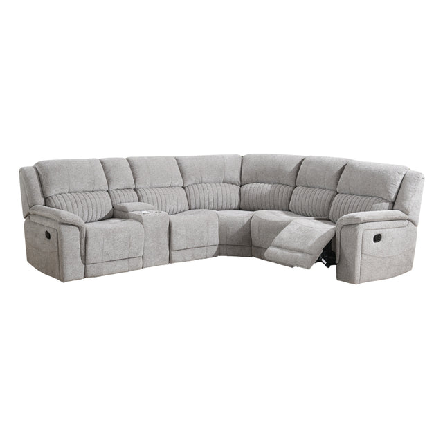 Delphine Grey Fabric 4 Seater Recliner Corner Sofa - 1