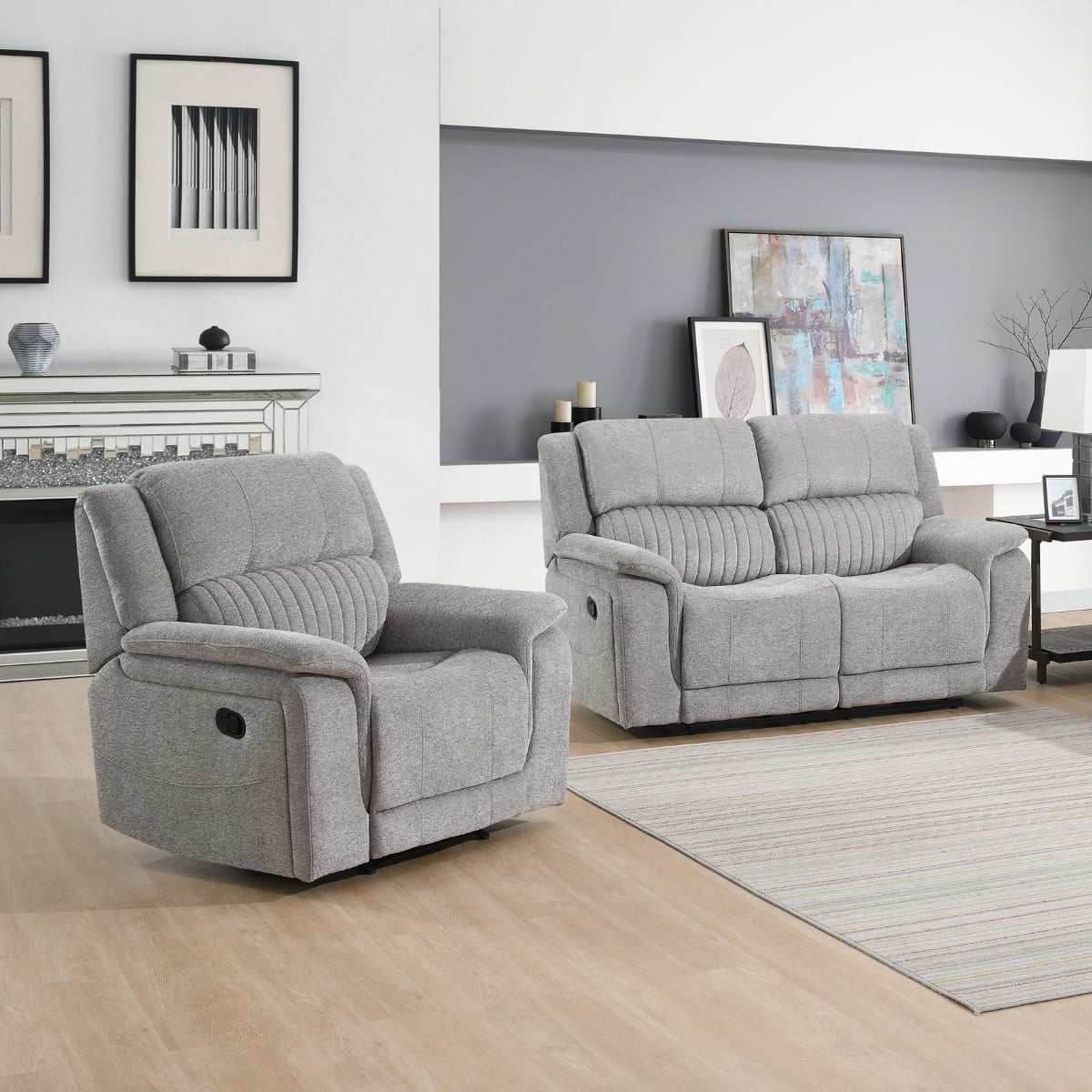Delphine Grey Fabric Manual Reclining Armchair - 2