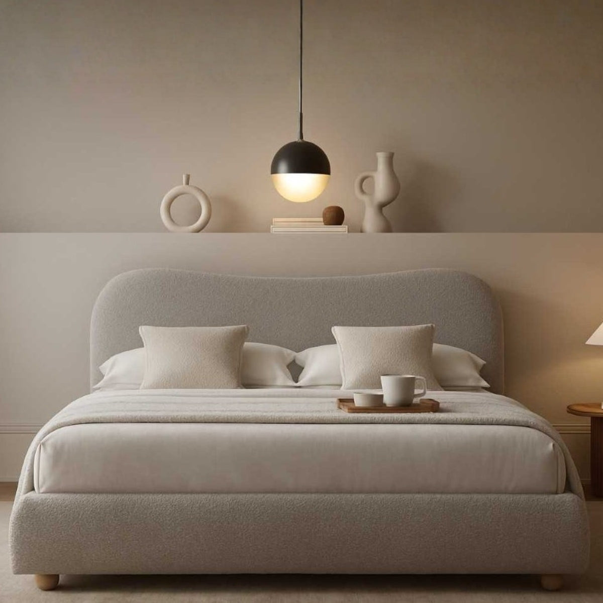 DingleCurvedUpholsteredBedFrameGrey-3