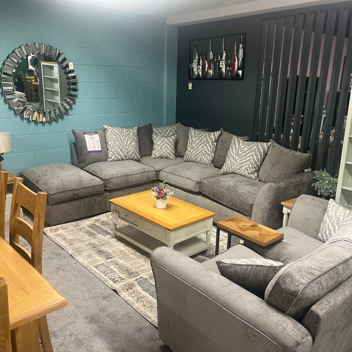 Dolores Dark Grey Corner Sofa - Floor Model