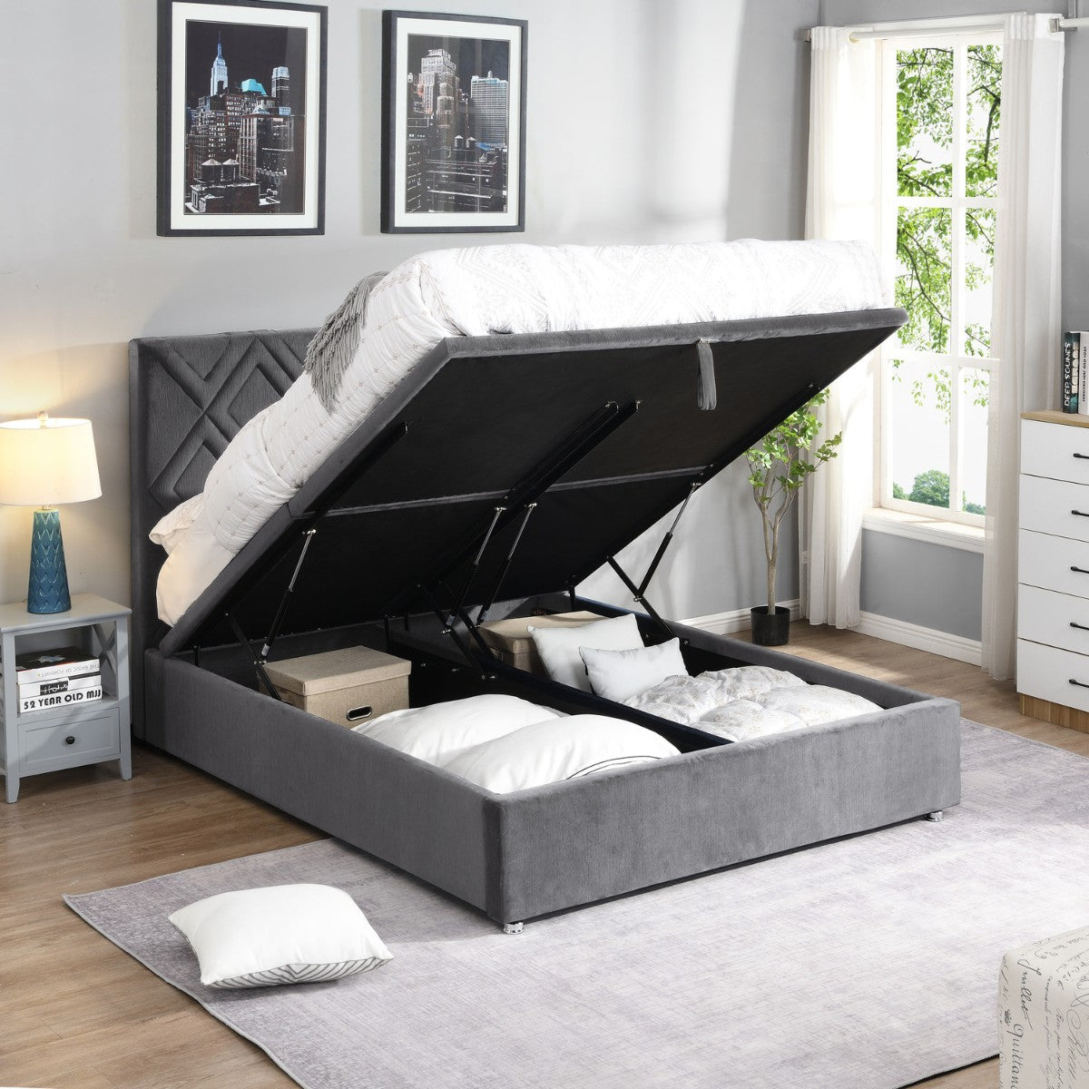 Drake Grey Fabric Gas Lift Bed - 3
