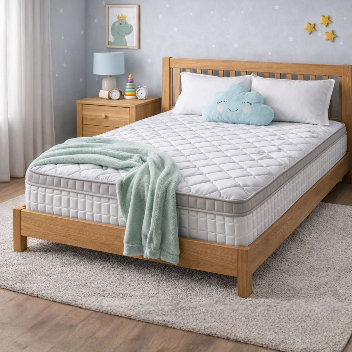 double mattress in kid's bedroom setting
