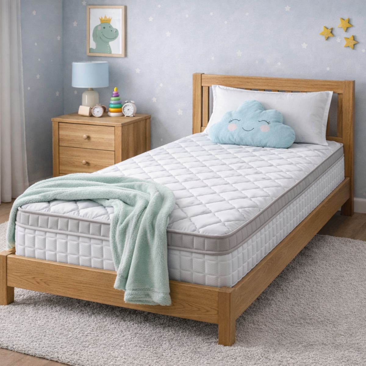 quilted mattress on kids bed