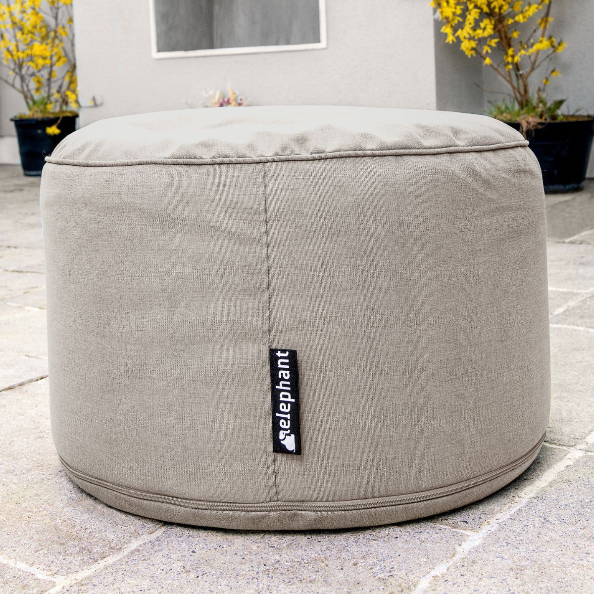 ELOFFS-CR - Cream Outdoor Pouffe Footstool - 2