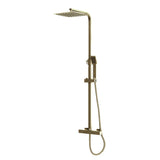 Elliot Brushed Brass Square Rigid Riser Shower - 1