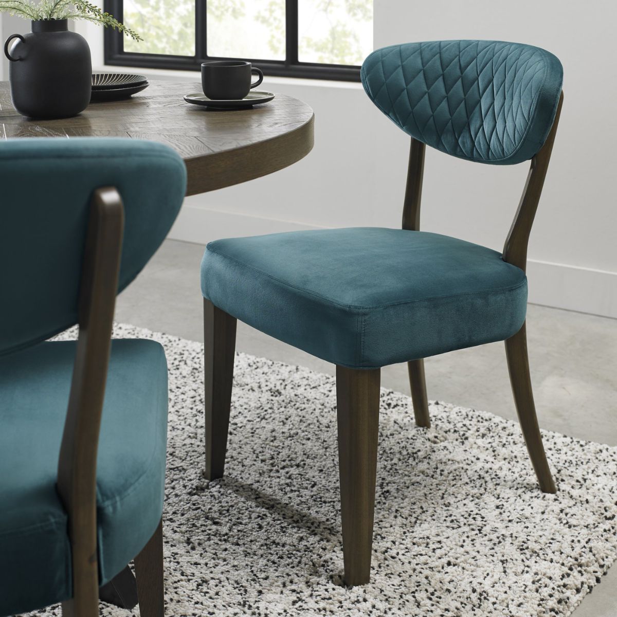 Elliot Fumed Oak Dining Chair Blue - 4