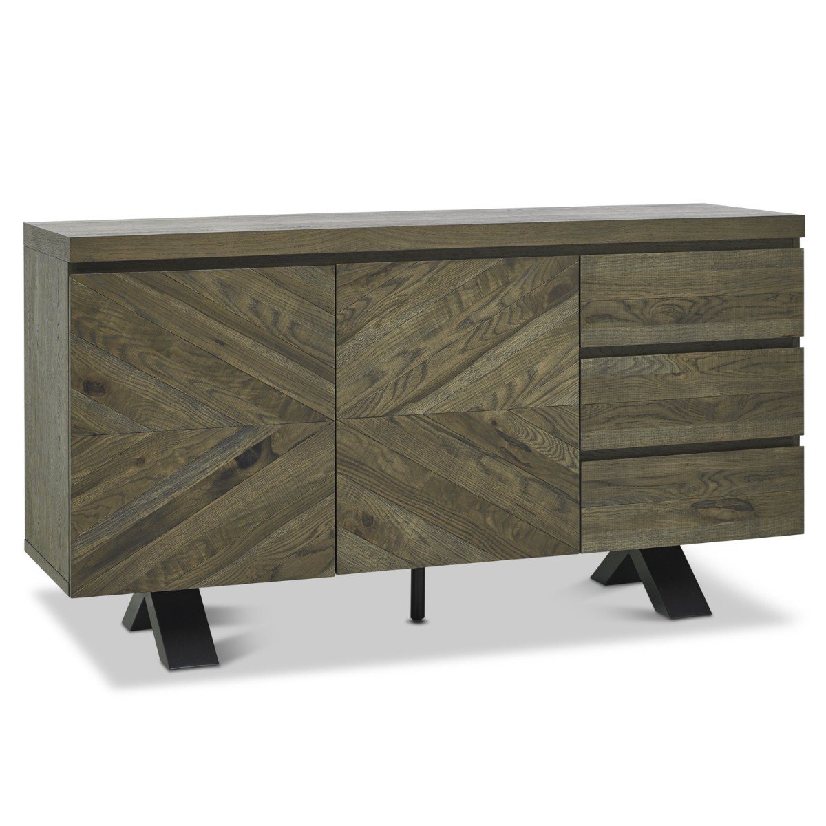 Elliot Weathered Oak Wide Sideboard - 1