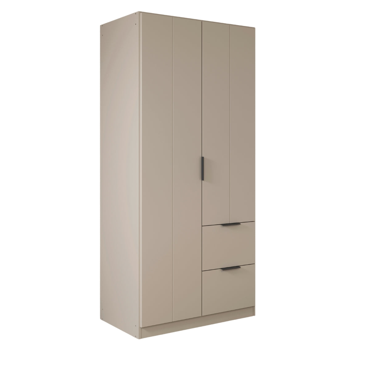 Emerson beige wardrobe with two doors and two drawers on a white background