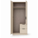 Emerson beige wardrobe with open doors on a white background