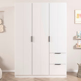Emerson white wardrobe with doors and drawers in a room setting