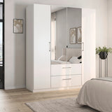 Modern bedroom with the large Ennis white wardrobe and bed.
