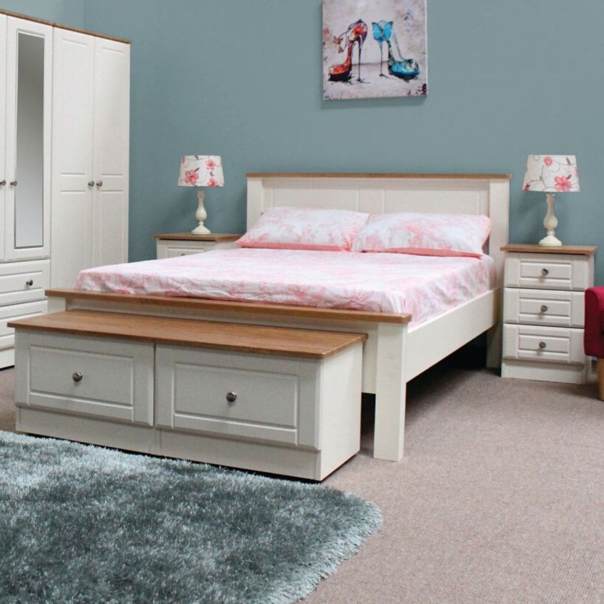 Ivory and Oak Bedside Table