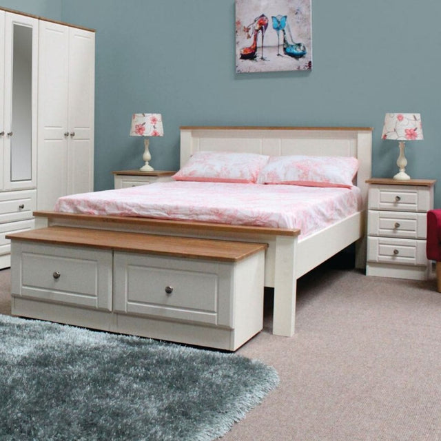 Ivory and Oak Bedside Table