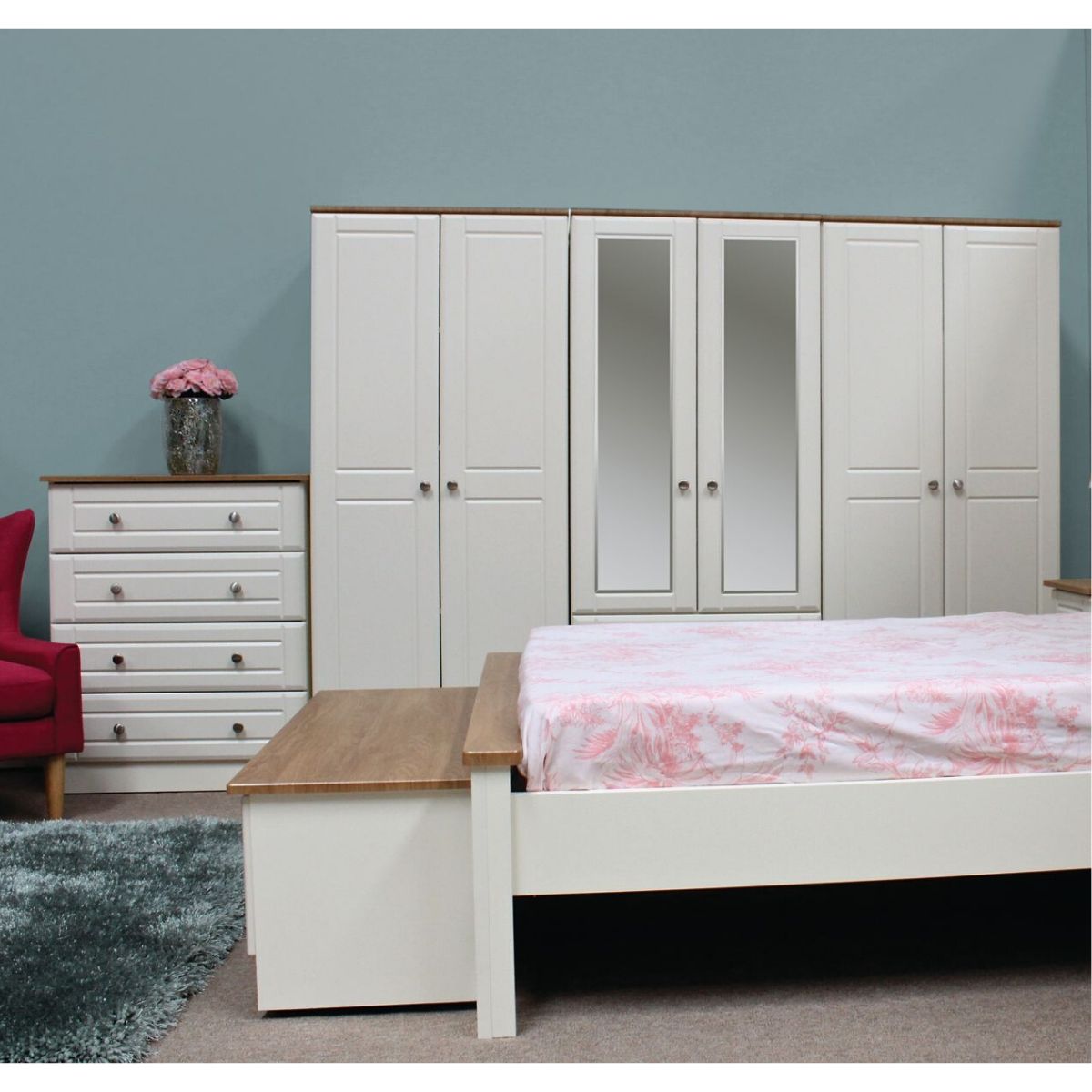 Erne Ivory and Oak Bedside Table