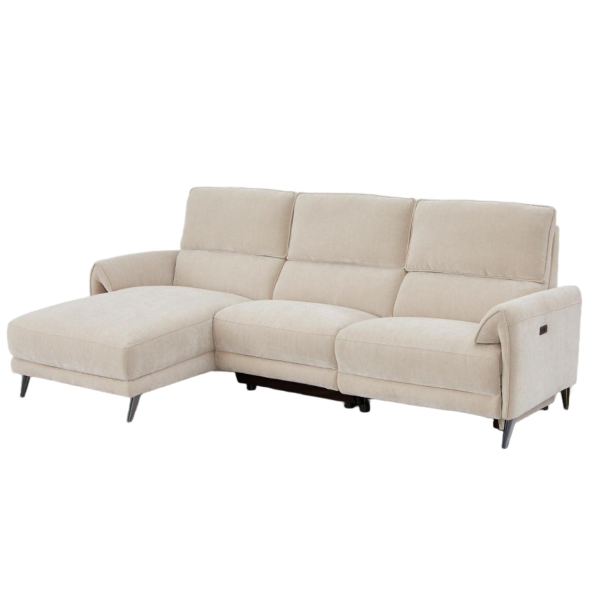 Finara cream sectional sofa on a white background.