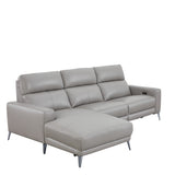 Fionn Grey Leather 3 Seater Chaise Sofa - 3