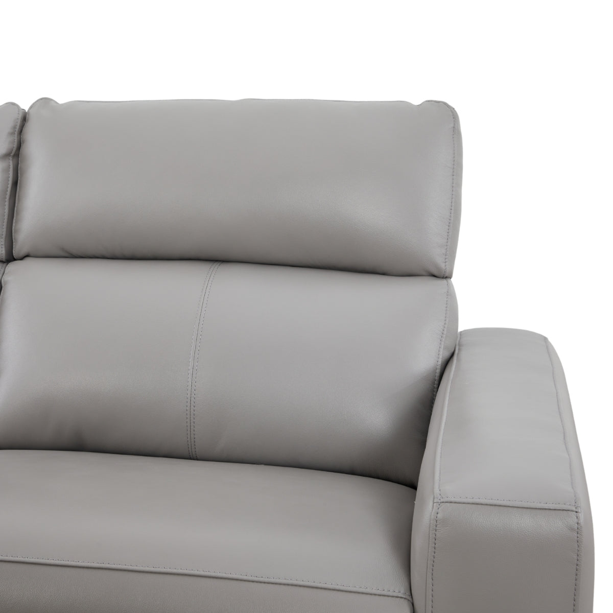 Fionn Grey Leather 3 Seater Chaise Sofa - 6