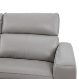Fionn Grey Leather 3 Seater Chaise Sofa - 6